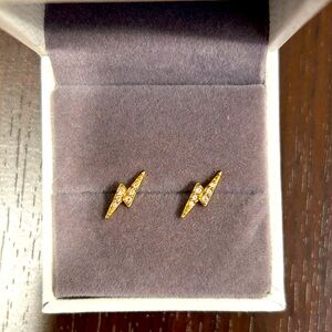 Lightning Bolt Diamond Studs 14K Solid Gold